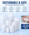 2 Oz Wide Mouth Lab Reagent Bottle Set Translucent HDPE Leak Proof Seal And Cap Durable Plastic Sample Bottle For Pills And Water Secure Storage For Lab Or Home Use 5 Pack, white bottles