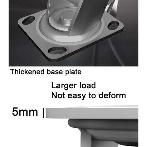 Thickened base plate of Heavy Duty Beefy Rubber Caster Wheels With Air Filled Tires ensures larger load capacity.