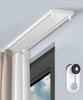 Ceiling Mounted Double Curtain Track System In Aluminum, White Finish, Silent Rails, 2.4m Length (7.9ft), Heavy-Duty Glide For Thick Curtain Panels Up To 88lbs mounted above window