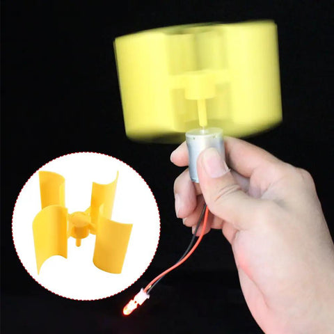 DIY Wind Turbine Generator Kit With 360 Degree Rotatable Blades And DC Motor For Science Education Teaching Tool shown in use.