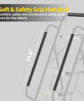 Sturdy 5 Step Steel Ladder With Anti Slip Wide Pedals Handrail And Safe Lock Design 800 Lb Capacity Soft Grip Handrail