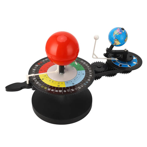 Solar System Model With Free Rotation Sun Earth Moon Orbits, Hands On Planetarium Astronomy Educational Toy For Kids, Four Season Plate Lunar Dial For Classroom Science Teaching, black plastic