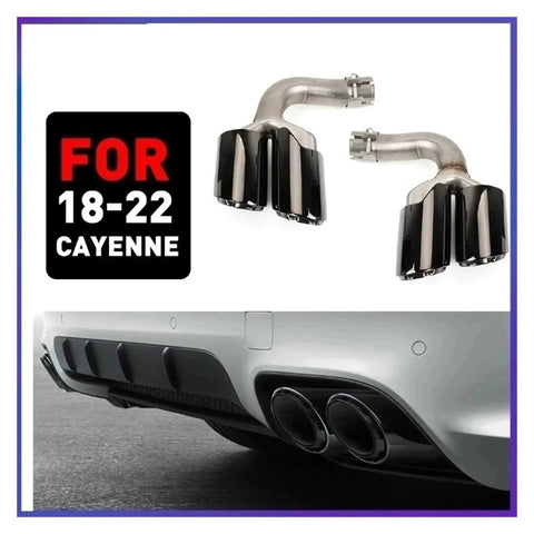 Stainless Steel Exhaust Tip Upgrade For Porsche Cayenne 2018 To 2022 Black Coated Exhaust System Pipe Muffler Tip