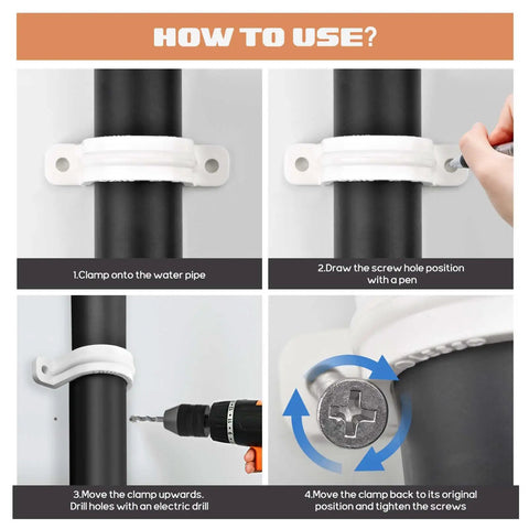 Step-by-step guide for installing 15 Pcs 3/4 Inch PVC Pipe Clamps With Screws Conduit Straps For Securing Pipes Cables And Wires In Flexible Conduit
