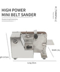 Straight Shooter Compact Orbital Belt Sander With Variable Speed Control And Stainless Steel Body for Metal Polishing, 25 cm long.