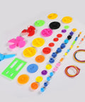 Hands On STEM Motor Kit With Plastic Gears And Mini DC Motors 1.5 to 3V 9000 to 25000 RPM No Load Battery Holder Case 9V Clip And Rocker Switch Wires Shaft Propeller For Hands On Science Projects parts layout