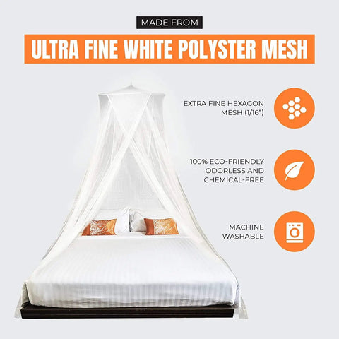 Extra Large King Bed Mosquito Net For King Queen And Twin Beds With Fine Mesh Keeps Out Mosquitoes NoSeeUm And Other Bugs Bed Canopy Curtains White Netting For Home Or Travel Ready To Use