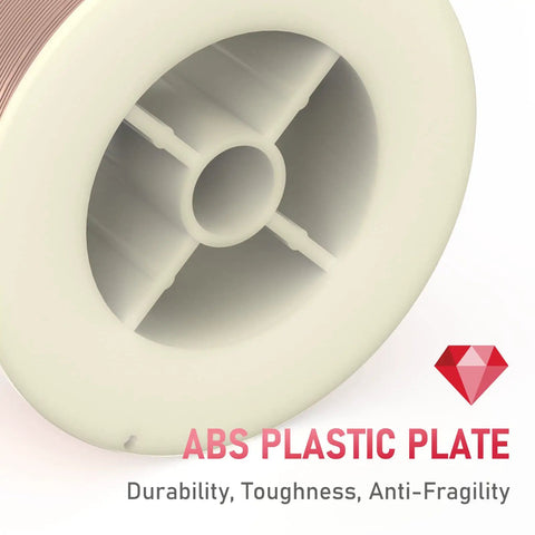Close-up of ABS plastic core of ER70S-6 MIG Wire For Mild Steel, 0.035 Inch Diameter, 2 Pound Spool, high feedability for smooth welds