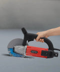Professional 3000W Corded Circular Saw With Pure Copper Motor And 7000 RPM Water Cooled Wet Dry Cutting Machine in use with water spray.