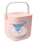 Pink Compact Countertop Dishwasher With 360 Degree Rotating Spray And Fifteen Minute Automatic Shutoff, shown from side with handle.