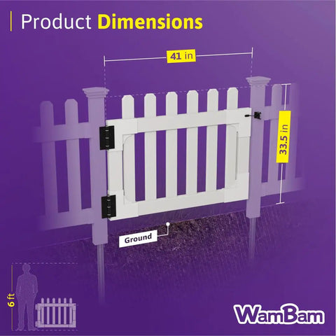 Built like a Tank White Vinyl Picket Gate DIY Fence Kit With No Dig Setup For Rock Solid Backyard Security featuring dimensions 41in x 33.5in.