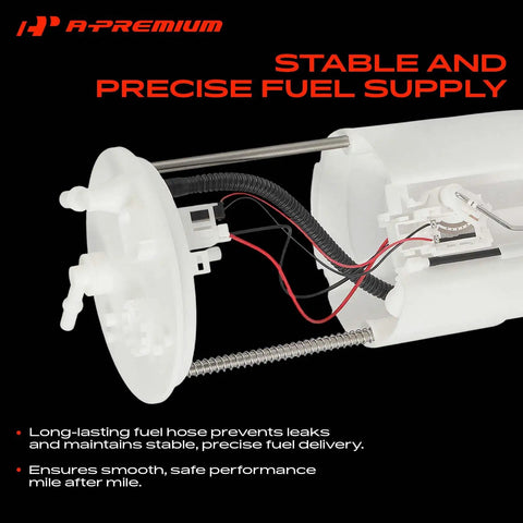 Premium Drop In Direct Replacement Electric Fuel Pump Module Assembly For Suzuki Grand Vitara 2006 Through 2008 V6 2.7 Liter assembly showing fuel hose and components.