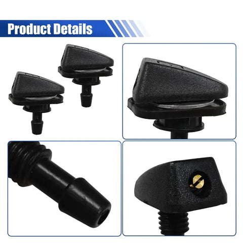 Close-up of Universal Car Front Windshield Washer Nozzle Kit Two Pack 0.31 Inch Adjustable with nuts for cars and trucks