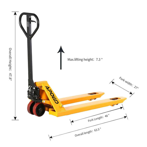Heavy Duty Hydraulic Pallet Truck With 5500 Lb Payload And Spacious 27 X 48 Inch Forks Built Like A Boss For Tough Warehouse Grind Featuring Greased Up Nylon Wheels And Snap Action Valve For Easy Peasy Hauling