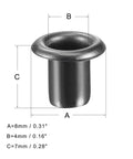 Must-Have Copper Grommets Eyelets With Washers Kit 8x4x7mm Chrome Plated DIY Craft Projects Black 200 Pieces Diagram