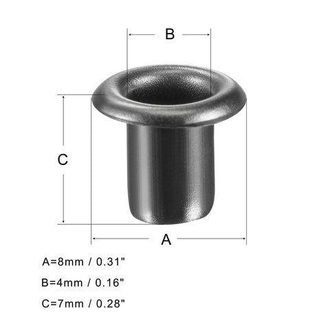 Must-Have Copper Grommets Eyelets With Washers Kit 8x4x7mm Chrome Plated DIY Craft Projects Black 200 Pieces Diagram