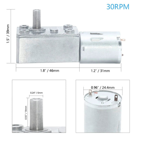 12V 30RPM High Torque DC Worm Gear Motor For DIY Robots And Tiny Projects Small 6mm Shaft Electric Motor detail view