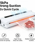 Powerful 75KPa Vacuum Sealer Machine With Dry And Wet Modes, Fast Seal, sealing steak with LED indicator, compact design