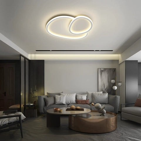 Cloud LED Ceiling Light With Rotatable Edge For Modern Homes White Flush Mount Fixture in stylish living room
