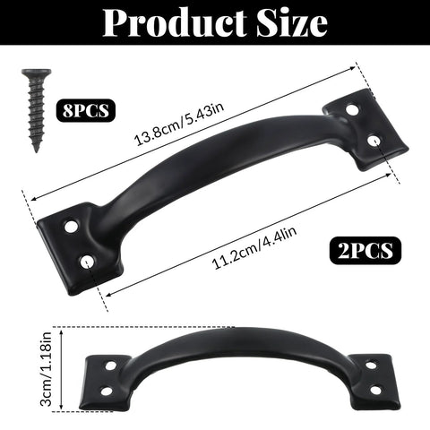 Two 5.5 Inch Black Door Pulls With Mounting Screws For Sliding Doors Cabinets Closets Drawers Gates Garages And Sheds Matte Modern Handle Hardware Includes 8 Screws