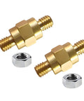 Heavy Duty Solid Brass Side Post Battery Terminal Extender Studs With Brass Jam Nuts, 3/8-16 thread for hot rods and daily drivers.