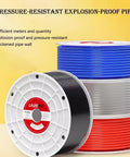 Colorful spools of pressure-resistant explosion-proof pipe with visible labels
