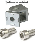 Flexible Pivot Joint Connector For 2020 Aluminum Extrusion Profiles Zinc Alloy Die Cast 180 Degree Rotation Split Design Includes Two Installation Kits Fits European 2020 Profile Built To Last Easy Install Hardware with two screws