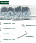 80 Piece M6 T Nut Screws Kit For 1010 1020 Aluminum Extrusions with organized screws, T-nuts, and wrench in plastic case.