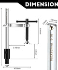 Heavy Duty Welding Fixture Set With T-Handle Clamps And 2 Fixtures Plus 12 Pins For 5/8 Inch Welding Tables, dimensions chart.