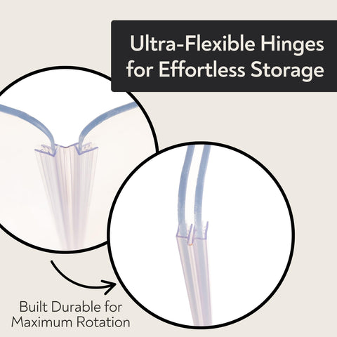 Ultra-Flexible 36 Inch Clear Piano Living Hinge Replacement For Drum And Amp Shields showing maximum rotation features.