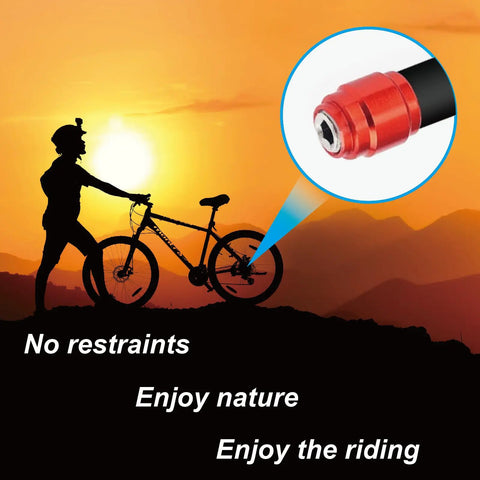 Cyclist silhouette at sunrise with close-up of Brake Olive Connecting Insert Kit For SRAM Avid Hydraulic Disc Brake Hose
