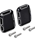 Premium CNC Machined Brake Clutch Master Cylinder Covers For Custom Cruisers, black aluminum, two-piece set with screws.