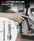 Heavy Duty Magnet Mount Carbide Tipped Annular Cutter 1/2 Inch By 1-3/8 Inch Depth mounted on a drill for precision cutting.
