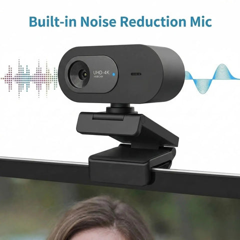 Smooth Operator 4K Uhd Webcam With Noise Canceling Mic And Slide Privacy Cover, 100 Degree Wide Angle USB desktop camera with built-in mic.