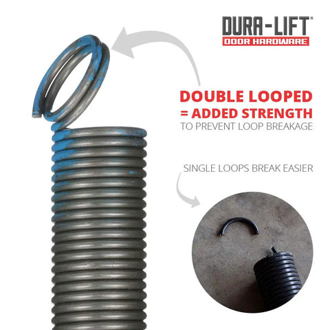 Heavy Duty Extension Garage Door Spring 2 Pack For 140 Pound Doors Replacement Kit with double loop ends detail