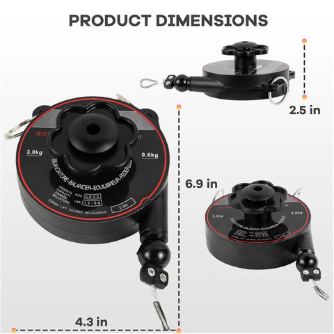 Universal EV Charger Cable Organizer With Retractable Overhead Mount dimensions showing 2.5 in height and 6.9 in width.