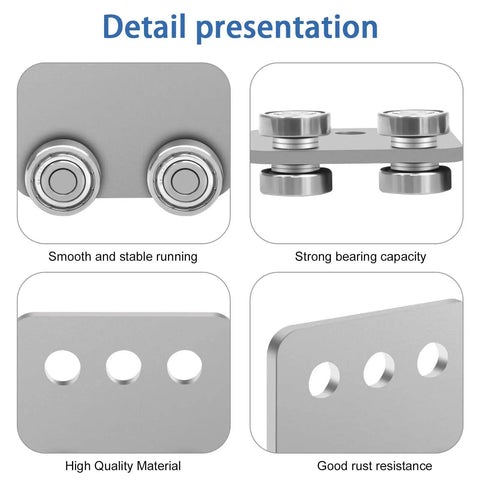 Detail presentation of Beefed Up Heavy Duty Four Wheel Trolley Roller Assembly For One And Five Eighths Inch Or Taller Strut Channel