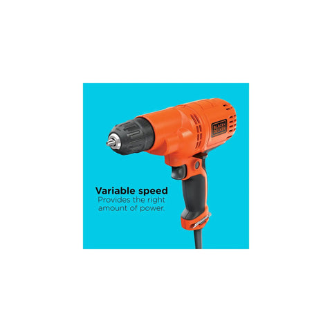 Corded Drill With 5.5 Amp Motor And 3/8 Inch Chuck, Variable Speed For Precise Drilling, Compact And Handy For Tight Spaces, Onboard Bit Storage For Quick Bit Changes And Small DIY Projects