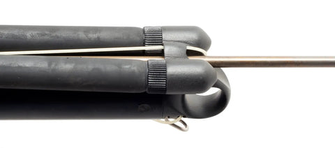 Close-up of Comanche Rail Sling Speargun Pro Grade Beast Mode Ready To Fire Spearfishing Gear 90 Cm, shaft release detail
