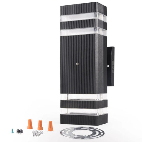 No Fuss Auto On Outdoor Wall Lights 2 Pack Up And Down Porch Lights Modern Exterior Fixtures with installation kit