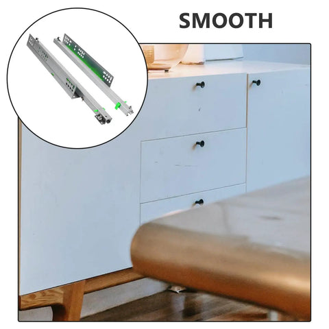 16 Inch Detachable Slow-Close Drawer Slides With Metal Rails, Heavy-Duty Cabinet Glides For Kitchen And Furniture Replacement.