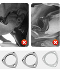 Premium Stainless Steel 3 Inch Exhaust Flange Gasket Repair Kit With Heavy Duty Bolts showcased with damaged exhaust connections.