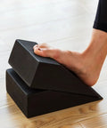 High Grade Foam Yoga Wedge Blocks Set Of Two With Carry Bag Multi Angle Incline Support for deep stretching use with foot on black wedges