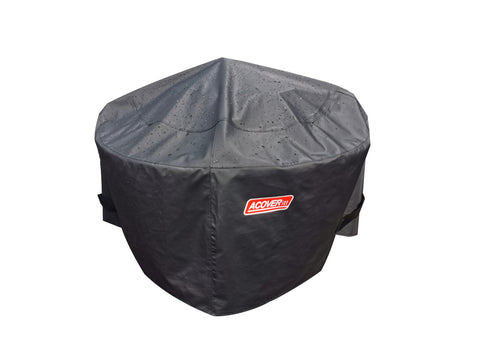 Heavy Duty Fire Pit Surround Cover Weatherproof Shield for 42.5 Inch Diameter and 20.8 Inch Height Surrounds in black