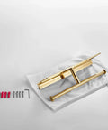 Double Roll Toilet Paper Holder With Shelf In Solid Brass And Polished Gold Finish, Hotel Style Tissue Dispenser on packaging