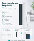 Ultra Quiet Bladeless Personal Cooling Fan With Cordless Rechargeable Power setup instructions and fan shown