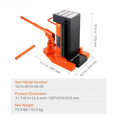 Heavy Duty Hydraulic Toe And Top Lift Jack Delivering 20 Ton Muscle For Tough Auto And Industrial Tasks With Quick Toe Extension and No Sweat Heavy Hauling All Day Long, 11.7x8.3x12.4 inches.