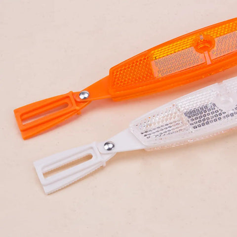 Two Pairs Universal Bike Wheel Reflectors For All Bikes High Visibility Spoke Covers, orange and white, easy install accessories