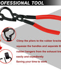 Heavy Duty Carotupy Exhaust Hanger Removal Pliers Plus Two Red Rubber Mounts Cut Rusty Clips Fast With Comfortable Grip For Any Auto Repair Shop Or DIY Mechanic, black steel pliers with red handles