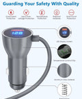 Ride Ready Starlink Mini Car Charger With 10 Feet Cigarette Lighter Cord And Live Voltmeter showing aluminum alloy design and LED display.